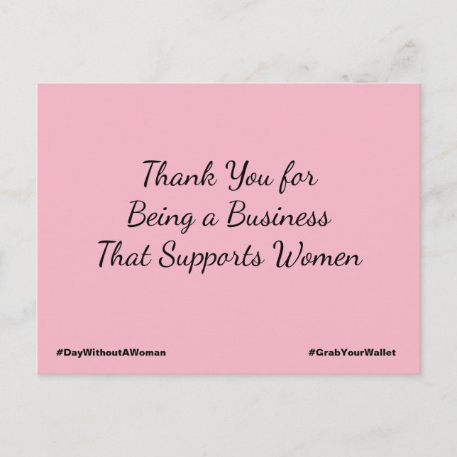 Carte Postale Merci de Soutenir les Femmes dans les Affaires (Devant)