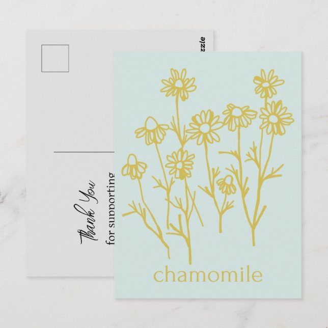 Carte Postale Merci de soutenir mon entreprise Camomille (Devant / Derrière)