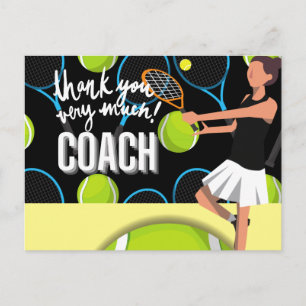 Carte Postale Merci de tennis très entraîneur avec femme de tenn