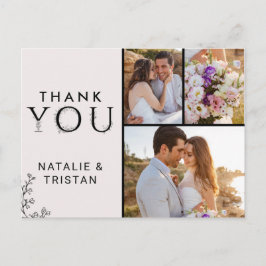 Carte Postale Merci de typographie florale