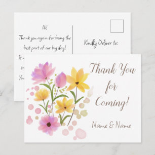 Carte Postale Merci de votre venue Nom personnalisé & Message