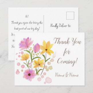 Carte Postale Merci de votre venue Nom personnalisé & Message