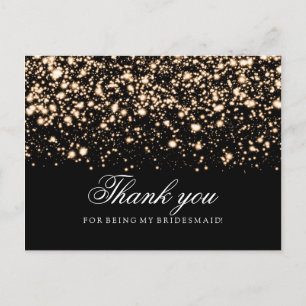 Carte Postale Merci Demoiselle d'Honneur Or Glamour de Minuit