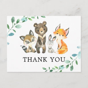 Carte postale Merci des animaux forestiers