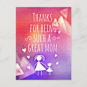 CARTE POSTALE MERCI D'ÊTRE UNE TELLE GRANDE MAMAN !