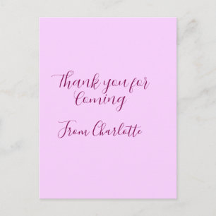 Carte Postale merci d'être venu ajouter nom message texte mauve