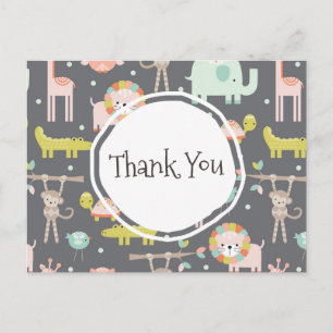 Carte Postale Merci d'illustration de mignons animaux sauvages