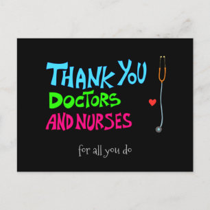 Carte Postale Merci, Docteurs et Infirmières