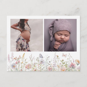 Carte Postale Merci du Baby shower de de Fleur sauvage de resso
