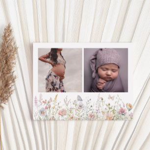 Carte Postale Merci du Baby shower de de Fleur sauvage de resso