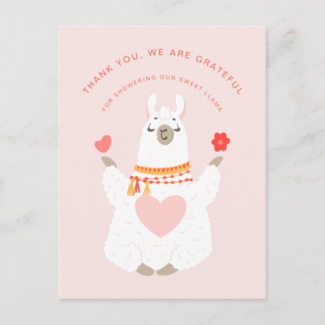 Carte Postale Merci du Baby shower de Yoga Llama (Devant)
