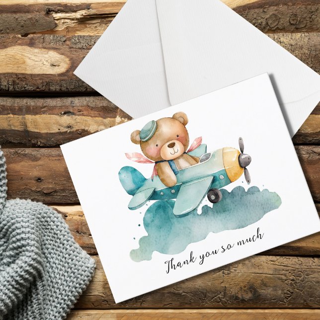 Carte Postale Merci du Baby shower pilote Ours en peluche (Créateur téléchargé)