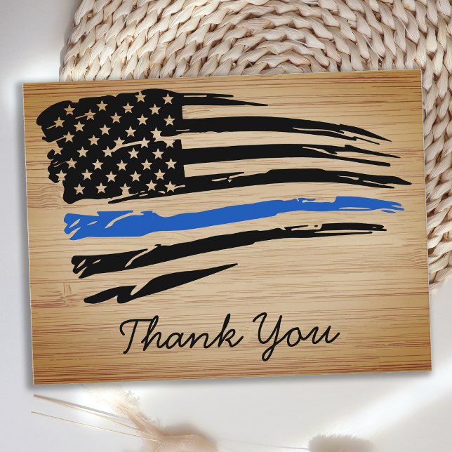 Carte Postale Merci du drapeau bleu mince de la police russe (Créateur téléchargé)