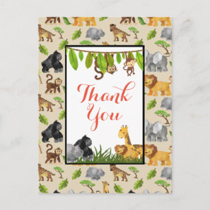 Carte Postale Merci du parti Motif de la jungle animale sauvage