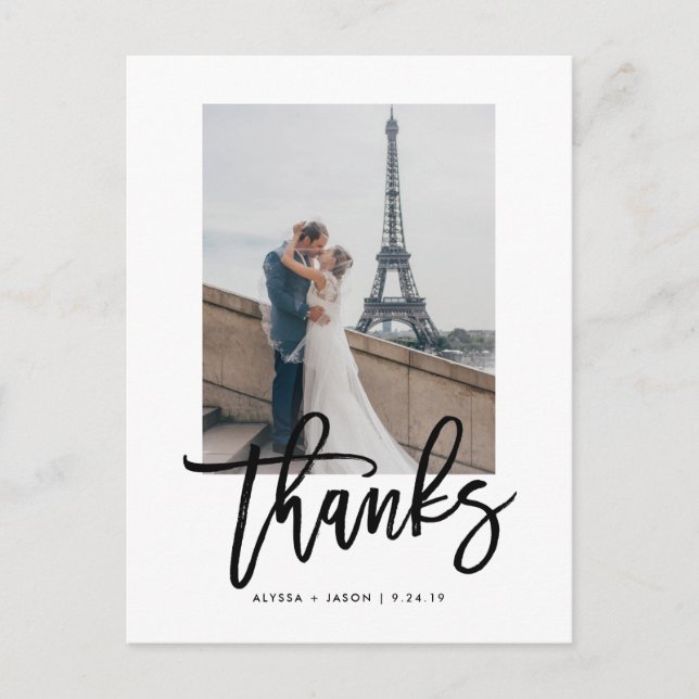 Carte Postale Merci élégant de mariage avec la photo (Devant)