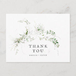 Carte Postale Merci Elégant Mariage d'aquarelle de Terre verte