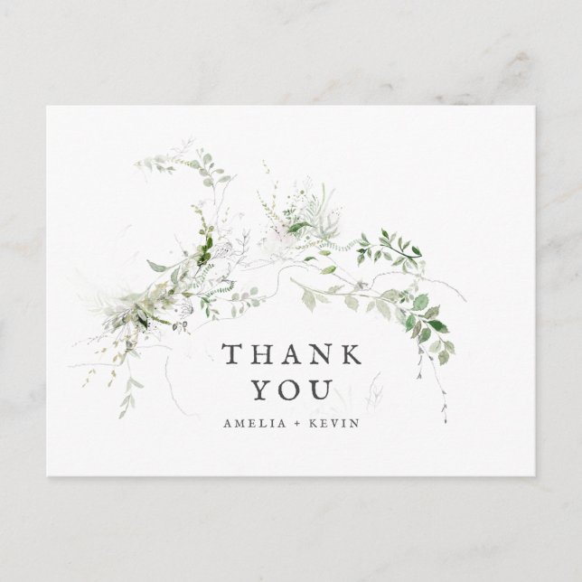 Carte Postale Merci Elégant Mariage d'aquarelle de Terre verte (Devant)
