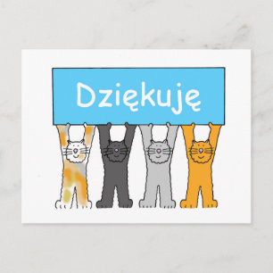 Carte Postale Merci en chats polonais de dessin