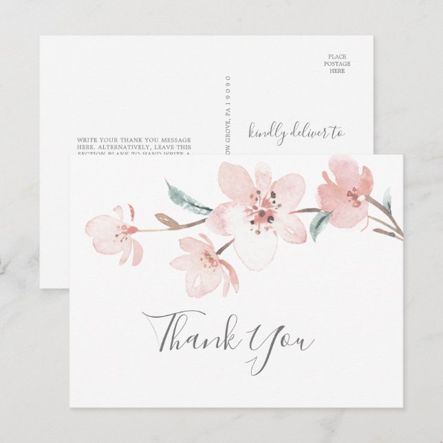 Carte postale Merci en fleurs de cerisier printemp (Devant / Derrière)