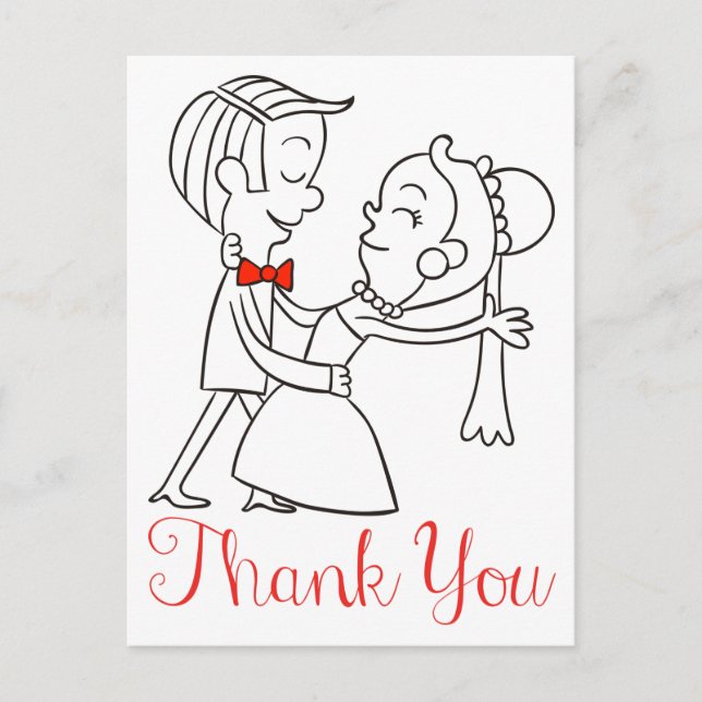 Carte Postale Merci Épouse Et Groom Mariage noir et blanc (Devant)