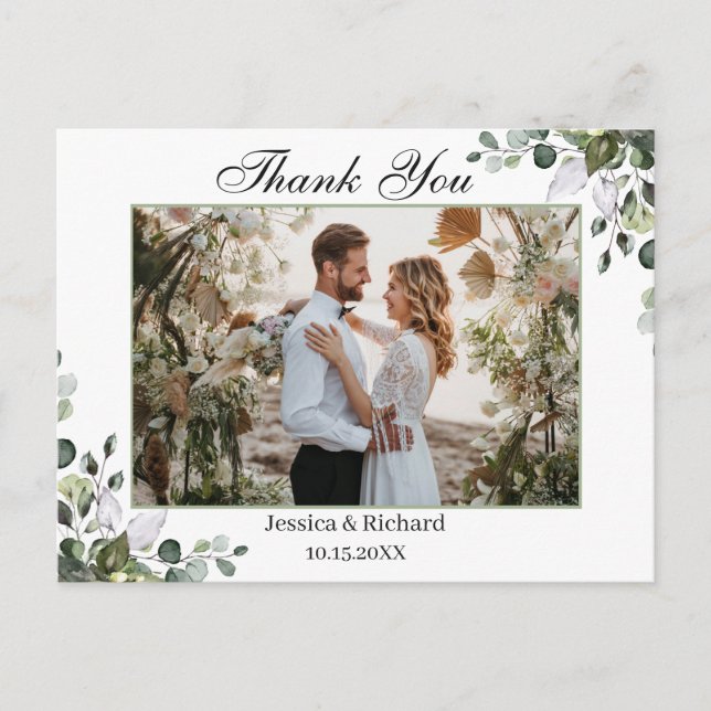 Carte postale Merci Eucalyptus Watercolor (Devant)