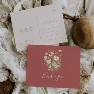 Carte Postale Merci Fleur sauvage classique Boho Blush
