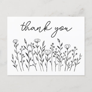 Carte Postale MERCI Fleur sauvage simple personnalisé