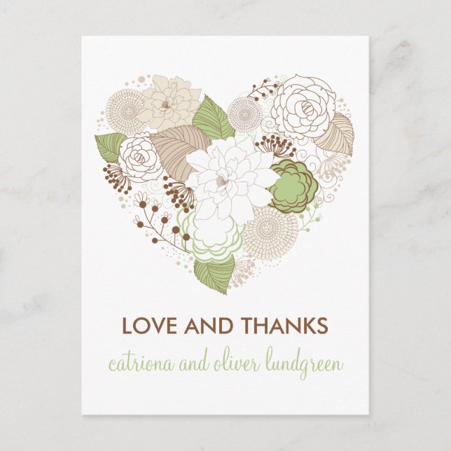 Carte postale Merci Fleurs du coeur vert de printe (Devant)