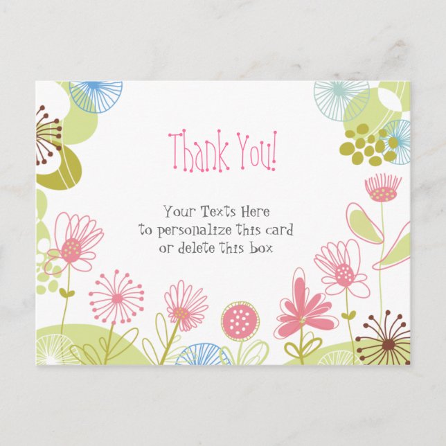 Carte postale Merci Fleurs roses personnalisées (Devant)