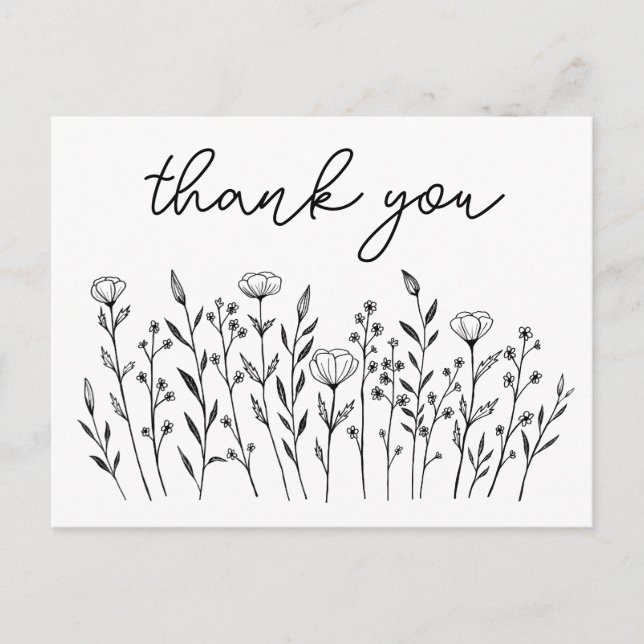 Carte Postale MERCI Fleurs Sauvages Personnalisé Simple (Devant)