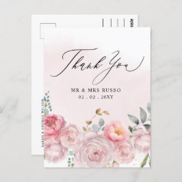 Carte Postale Merci floral brillant simple Script