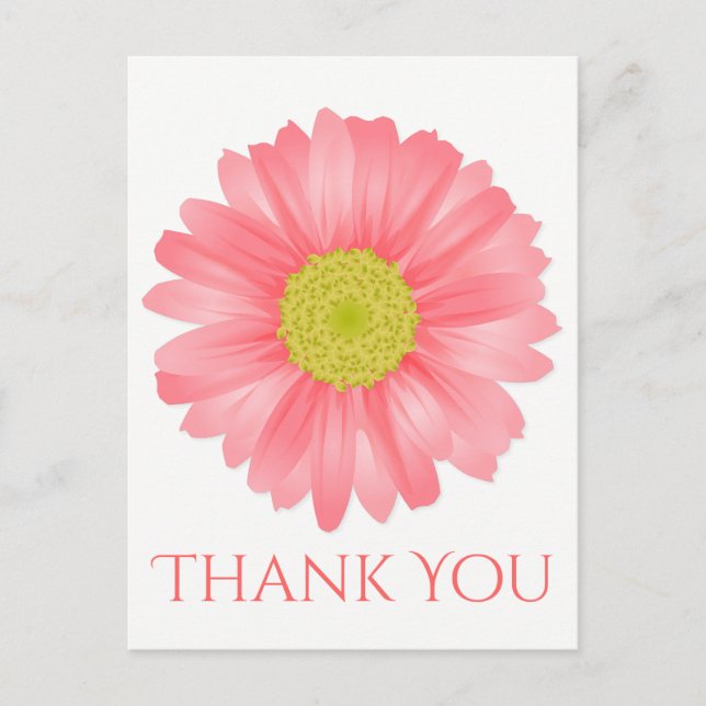 Carte Postale Merci Floral Gerbera Daisy Fleur rose (Devant)