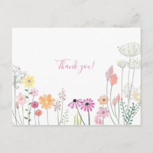 Carte Postale Merci floral minimaliste