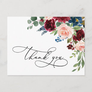 Carte Postale Merci floral Rose Eucalyptus de la marine de Bourg