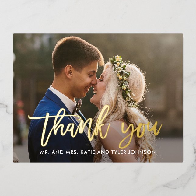 Carte postale Merci FOIL Charm Brossé (Recto)