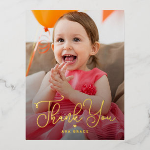 Carte postale Merci FOIL de charme lettres