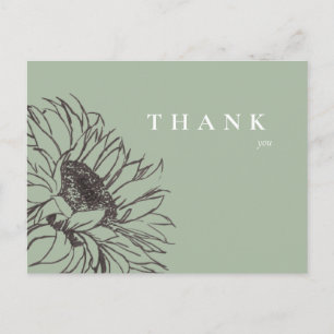Carte Postale Merci funéraire simple de tournesol