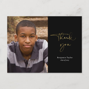 Carte Postale Merci Gold & Black Graduation avec photo