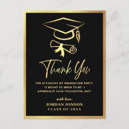 Carte Postale Merci Gold Black Modern Graduation Party