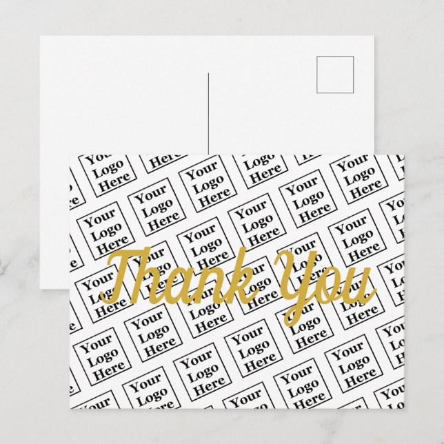 Carte Postale Merci Gold Script Votre Logo Ici Modèle (Devant / Derrière)