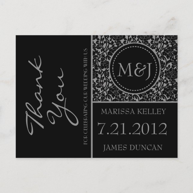 Carte Postale Merci gothique noir/gris (Devant)