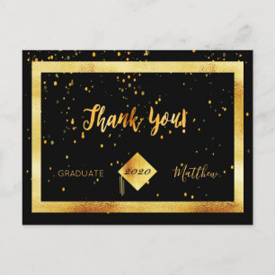 Carte Postale Merci graduation en or noir confetti