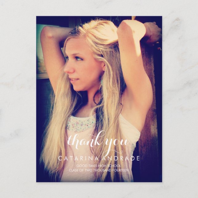 Carte Postale Merci Graduation Photo Lycée Calligraphie (Devant)