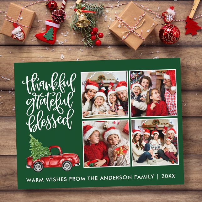 Carte Postale Merci Grateful Camion béni 4 Photo Vert (Customize to change your personalized text size or text style.)