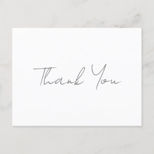 Carte Postale Merci Gris Classique Chic Écriture Manuscrite Blan