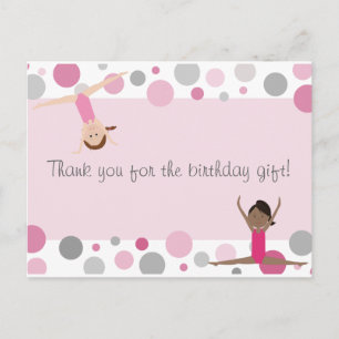 Carte Postale Merci Gymnastique de fête en rose et gris