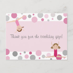 Carte Postale Merci Gymnastique de fête en rose et gris