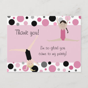 Carte Postale Merci Gymnastique en rose, gris et noir