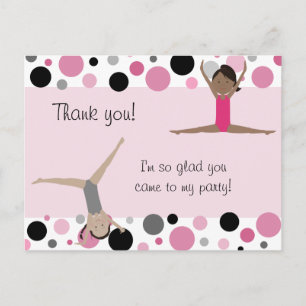 Carte Postale Merci Gymnastique en rose, gris et noir