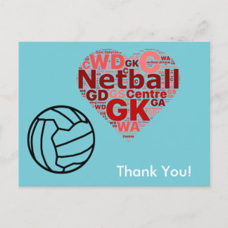 Carte Postale Merci Heart Design Netball